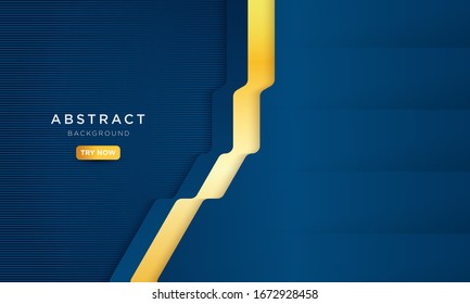 Luxury blue and gold background, abstract creative background, modern landing page vector concept.