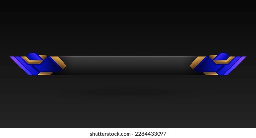 Luxury blue and gold border lower third game gui screen title banner template