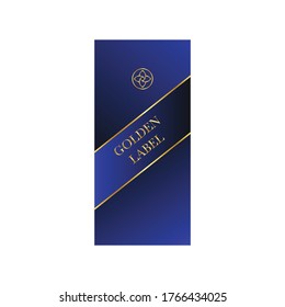 Luxury blue gold label vector isolated. 