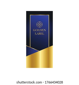 Luxury blue gold label vector isolated. 