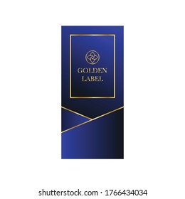 Luxury blue gold label vector isolated. 