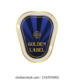 Luxury blue gold label vector isolated. 