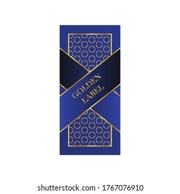 Luxury blue gold label vector isolated. 