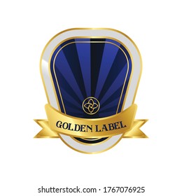 Luxury blue gold label vector isolated. 