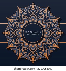 Luxury Blue And Gold Mandala Background