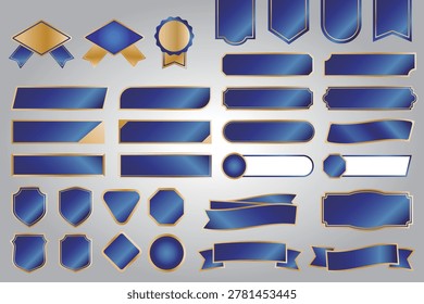 Luxury Blue and Gold Title Frame and Decorative Border Set for Business