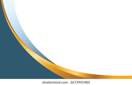 Fondo de borde de onda azul y dorado de lujo