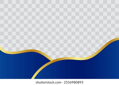 Luxury Blue Gold Wavy Footer with Transparant Background for Flyer, Banner, Infographic, Website, Ads Banner or Etc. High Quality Background Vector Illustration