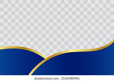 Luxury Blue Gold Wavy Footer with Transparant Background for Flyer, Banner, Infographic, Website, Ads Banner or Etc. High Quality Background Vector Illustration