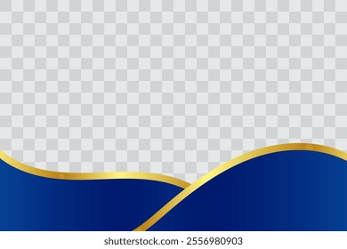 Luxury Blue Gold Wavy Footer with Transparant Background for Flyer, Banner, Infographic, Website, Ads Banner or Etc. High Quality Background Vector Illustration