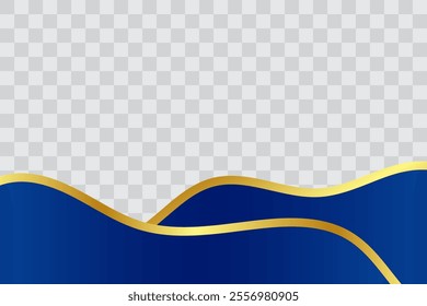 Luxury Blue Gold Wavy Footer with Transparant Background for Flyer, Banner, Infographic, Website, Ads Banner or Etc. High Quality Background Vector Illustration