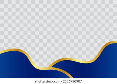 Luxury Blue Gold Wavy Footer with Transparant Background for Flyer, Banner, Infographic, Website, Ads Banner or Etc. High Quality Background Vector Illustration