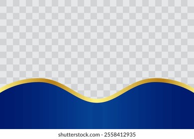 Luxury Blue Gold Wavy Footer with Transparant Background for Flyer, Banner, Infographic, Website, Ads Banner or Etc. High Quality Background Vector Illustration