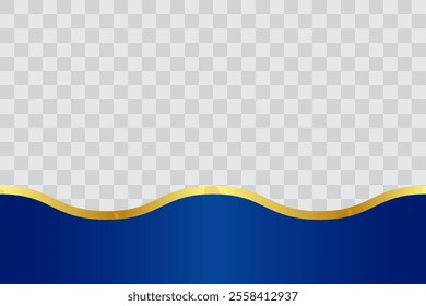 Luxury Blue Gold Wavy Footer with Transparant Background for Flyer, Banner, Infographic, Website, Ads Banner or Etc. High Quality Background Vector Illustration