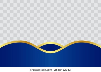 Luxury Blue Gold Wavy Footer with Transparant Background for Flyer, Banner, Infographic, Website, Ads Banner or Etc. High Quality Background Vector Illustration