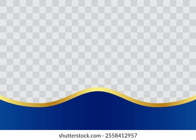 Luxury Blue Gold Wavy Footer with Transparant Background for Flyer, Banner, Infographic, Website, Ads Banner or Etc. High Quality Background Vector Illustration