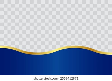 Luxury Blue Gold Wavy Footer with Transparant Background for Flyer, Banner, Infographic, Website, Ads Banner or Etc. High Quality Background Vector Illustration