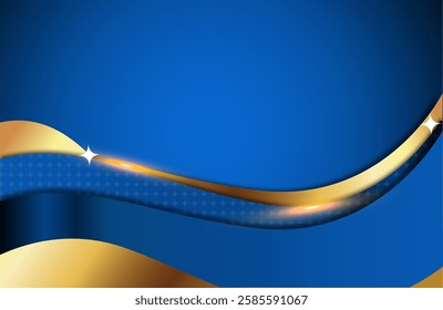 Luxury Blue Graded Background With Gold Shades Forming Waves