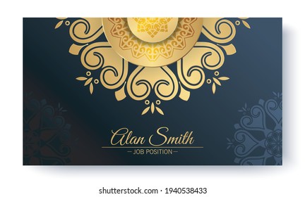 Luxury blue mandala business card template