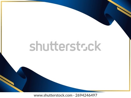 luxury blue navy banner border corner certificate frame design with golden line. good for certificate frame border design