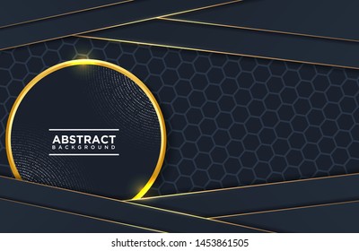 Luxury blue polygonal background layers