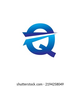 
luxury blue Q logo template design. letter Q vector logo with cutouts and arrows. elegant Q icon. suitable for business logo, product promotion, marketing, company, etc