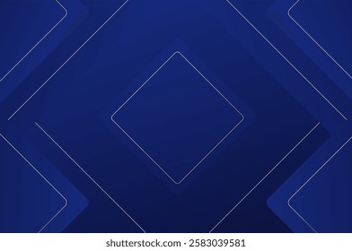 luxury Blue Rounded diamond shape background with gold line. Abstract geometry background with modern and elegant concept.