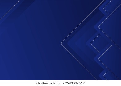 luxury Blue Rounded pyramid or triangle shape background with gold line. Abstract geometry background with modern and elegant concept.