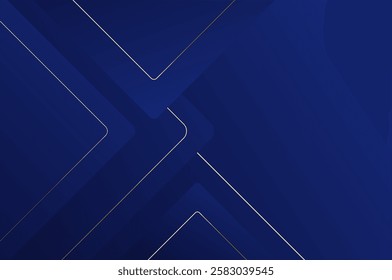 luxury Blue Rounded rectangle shape background with gold line. Abstract geometry background with modern and elegant concept.