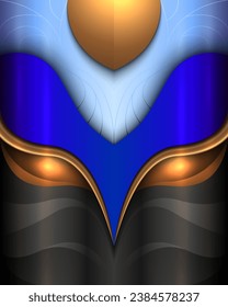 Luxury Blue and Shiny Elegant Gold Border Abstract Shapes Background