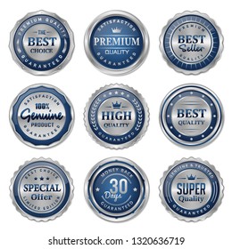 Luxury Blue Silver Badge And Label Collection