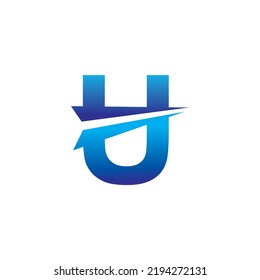 
luxury blue U logo template design. letter U vector logo with cutouts and arrows. elegant U icon. suitable for business logo, product promotion, marketing, company, etc