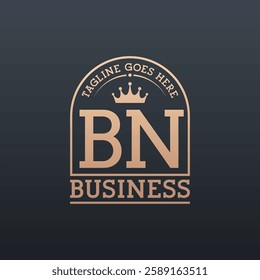 Luxury BN Logo with Crown. Elegant Letter BN Business Logo