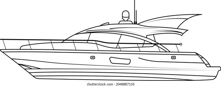 Luxury Boat or Yacht for tourist vector line art