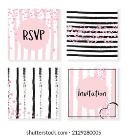 Luxury Border. Festive Invite. Stripe Minimal Offer. Pink Birthday Effect. Black Fashion Starburst. Save Date Wallpaper Set. Rose Splatter Particles. Golden Luxury Border