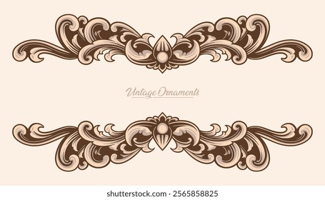Luxury border ornaments vector in victorian style monochrome vintage colour