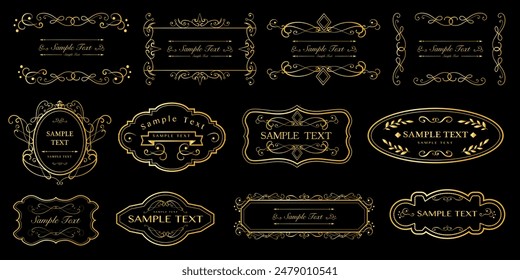 Luxury borders and frames. Old ornate labels, antique luxury vintage, sale sticker or invitation card.