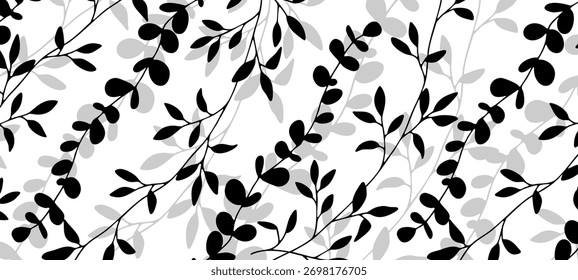 Fundo botânico de luxo com ramos de eucalipto. Design monocromático para decoração, papel de parede ou capas.