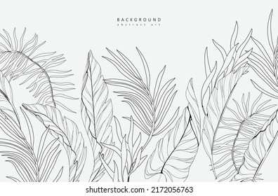 Luxury botanical background with trendy wildflowers and minimalist flowers for wall decoration or wedding. Hand drawn line herb, elegant leaves for invitation save the date card. Botanical rustic