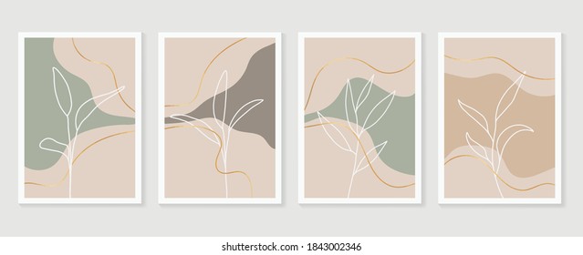 Luxury botanical golden Texture wall art vector set. Marble art design with abstract shape and gold pattern. Design for print, cover, wallpaper, Minimal and  natural wall art. Vector illustration.