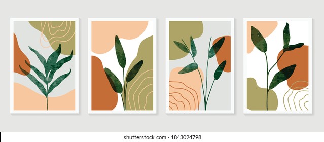 Luxury botanical golden Texture wall art vector set. Marble art design with abstract shape and gold pattern. Design for print, cover, wallpaper, Minimal and  natural wall art. Vector illustration.
