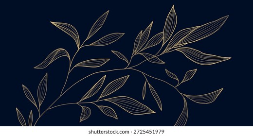 Luxuriöses botanisches Muster, elegante goldene Linie hinterlässt einen Hintergrund. Modernes Vektordesign, Natur tropisches Laub, organische Textur, Tapete, Premium dekorativer Druck.