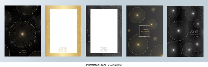 Luxury botanical wedding invitation card template. Floral background with golden line. Vector collection black and gold elegant pattern for restaurant menu, luxury brochure, business, catalog, flyer