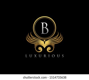 Luxury Boutique B letter Logo Icon, Gold Boutique Emblem Icon.