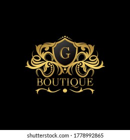 Luxury Boutique Gold G Letter Logo Stock Vector (Royalty Free ...