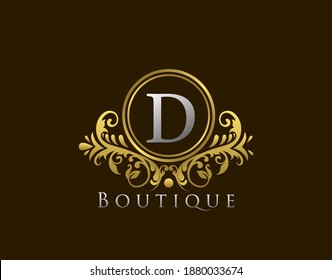 Luxus Boutique Letter D Logo. Vintage Golden Badge Design Vektor.