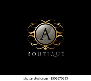 Luxury Boutique A letter Logo Icon, Golden Emblem Icon.
