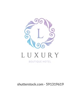 Luxury Boutique logo, Calligraphic Emblem element, vector illustration 