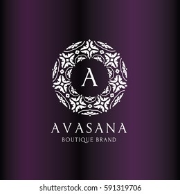 Luxury Boutique logo, Calligraphic Emblem element, vector illustration 