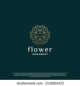 luxury boutique logo design. flower ornament logo template. monogram concept with golden color